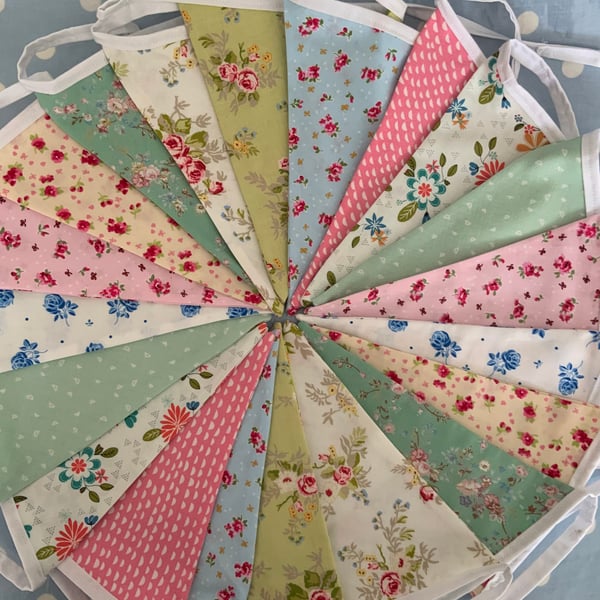 Summer fabric bunting, cotton fabric bunting 
