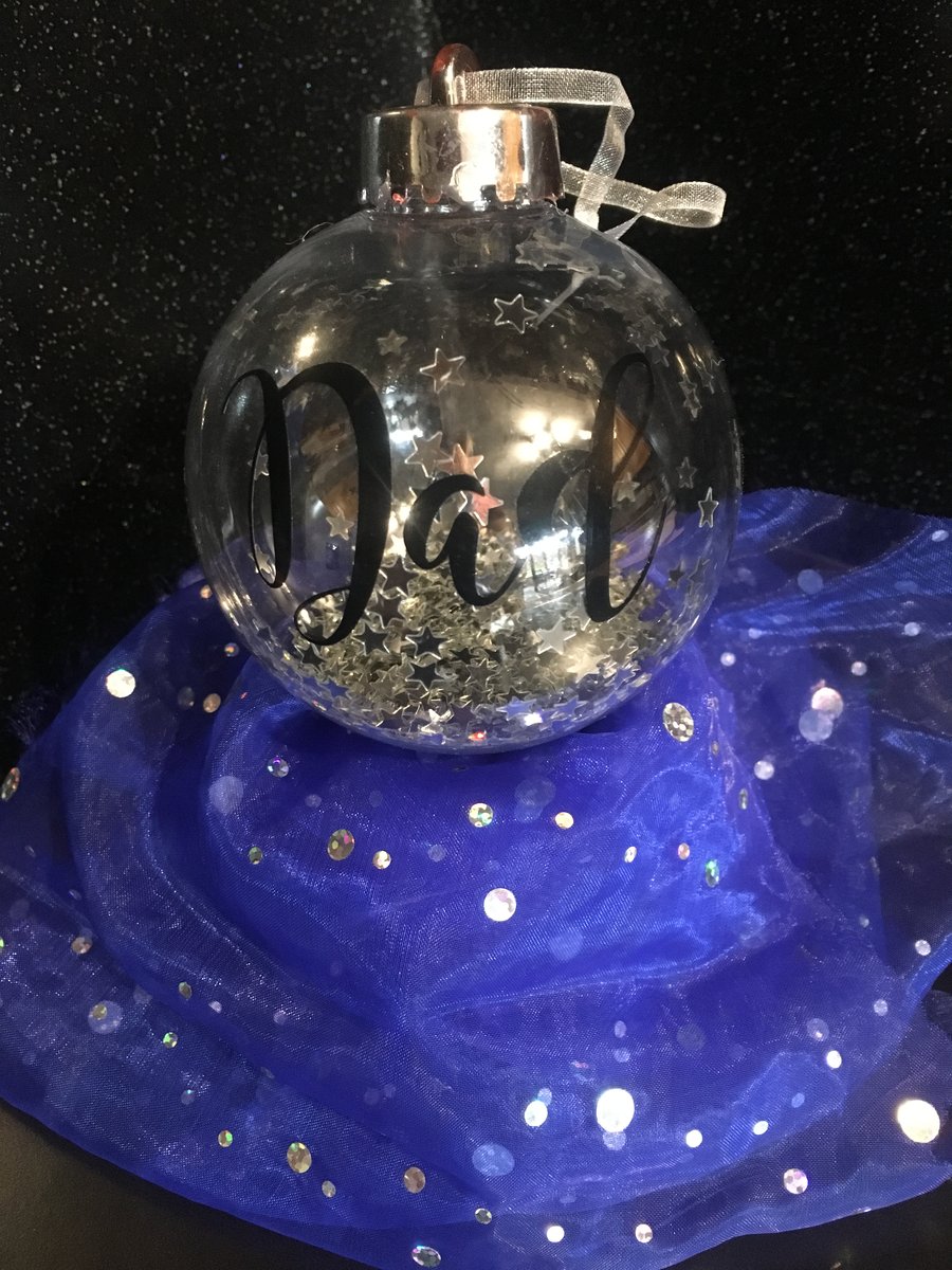 Personalised Feather Rememberance Mum Dad Nan Grandad  bauble 