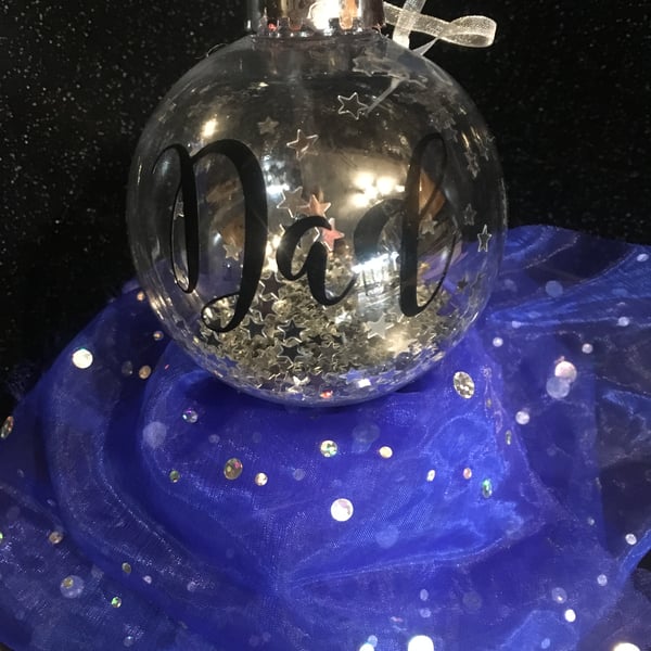 Personalised Feather Rememberance Mum Dad Nan Grandad  bauble 