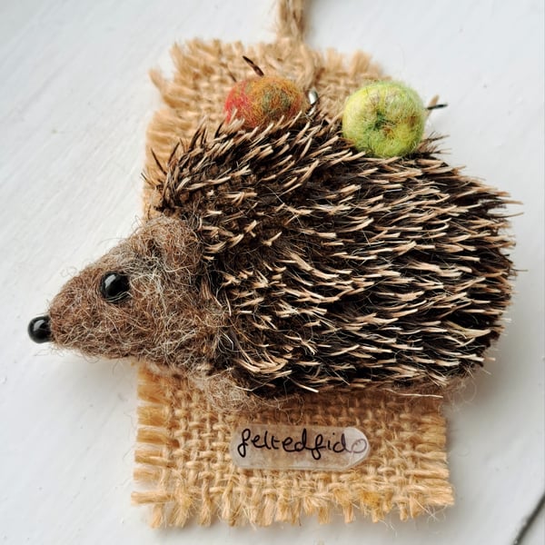 Needle Felted Hedgehog Brooch 