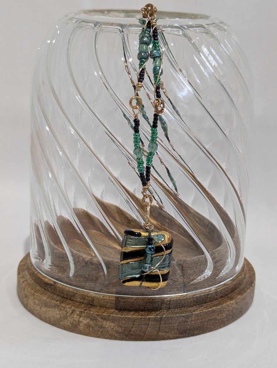 Painted Glass Focal Bead Set with Wirework