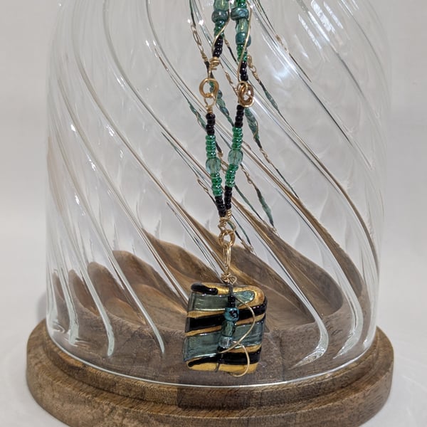 Painted Glass Focal Bead Set with Wirework