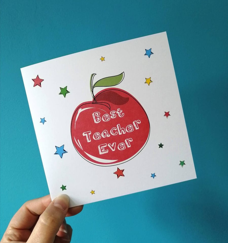Teacher thank you card, personalised teacher print, Best Teacher card or print