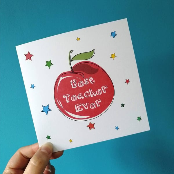 Teacher thank you card, personalised teacher print, Best Teacher card or print