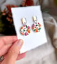 Abstract Autumn Round & Bar Polymer clay Earrings