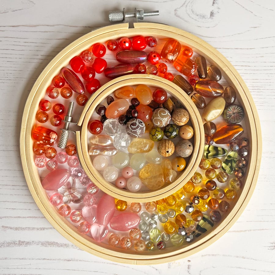 A mix of glass and semi-precious beads, bead destash, gift for crafter