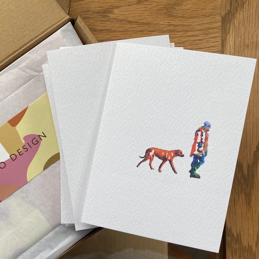 fathers day card MAN AND HIS DOG birthday for man grandad watercolour 5 pack 