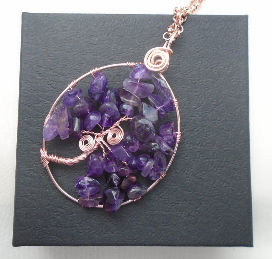 Amethyst Tree of Life Pendant Necklace Tol181