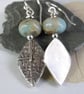 Silver Earrings with Rune Stone Fragments - Viking Relics with Seagreen Jasper - Image 5