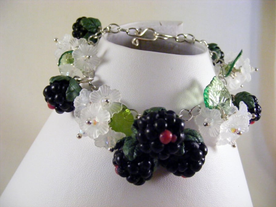 Blackberries and Flowers Charm Bracelet.