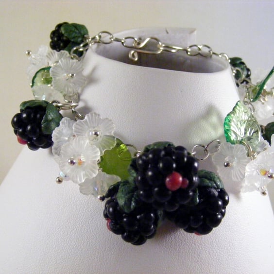 Blackberries and Flowers Charm Bracelet.