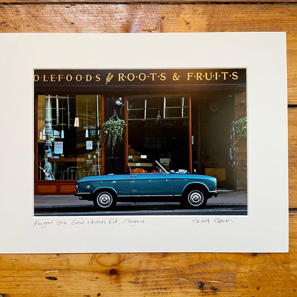 Peugeot 304, Glasgow Signed Mounted Print FREE DELIVERY