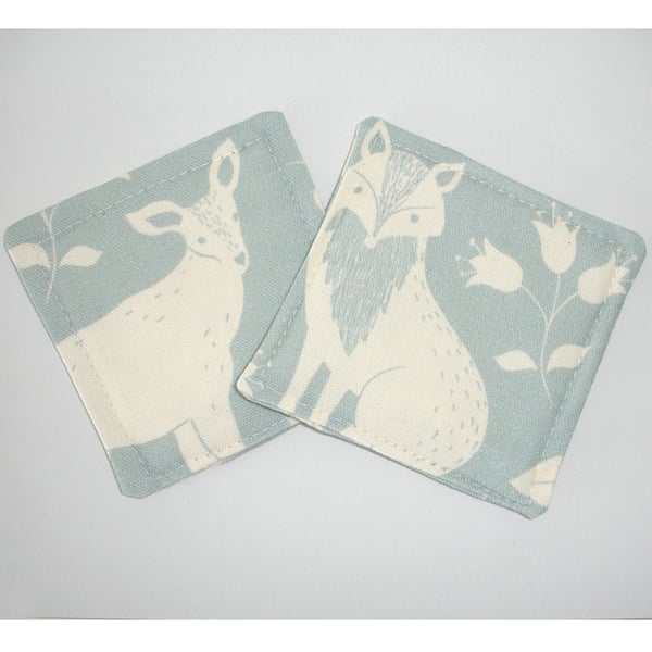 Coasters 2 x Deer Fox Rabbit Bird Pair of Drink Mats Duck Egg Wildlife