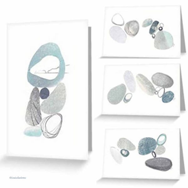 Pebbles set of four artist cards notelets