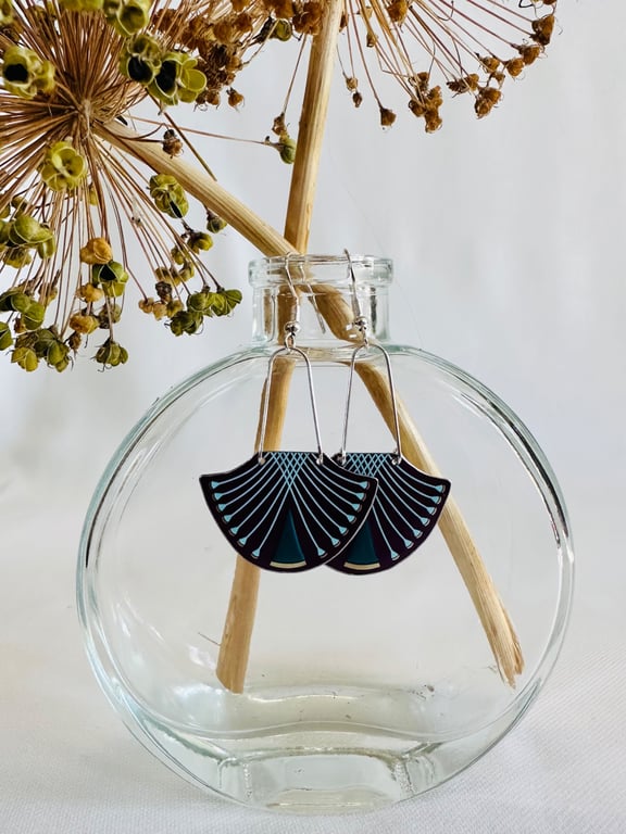 Art Deco style recycled tin earrings 