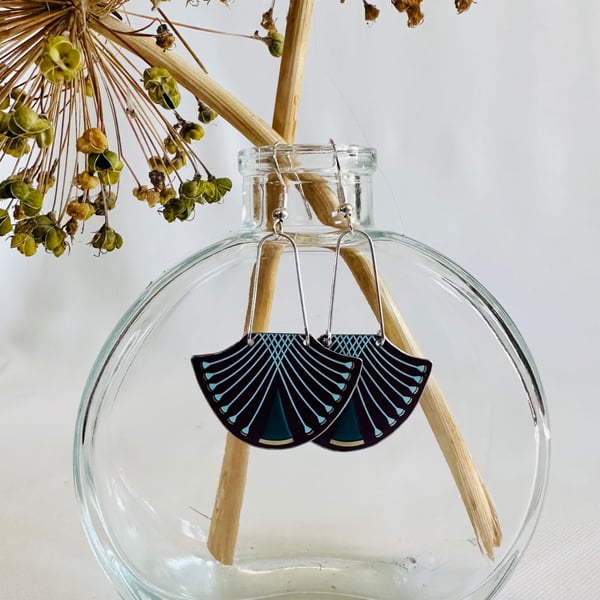 Art Deco style recycled tin earrings 