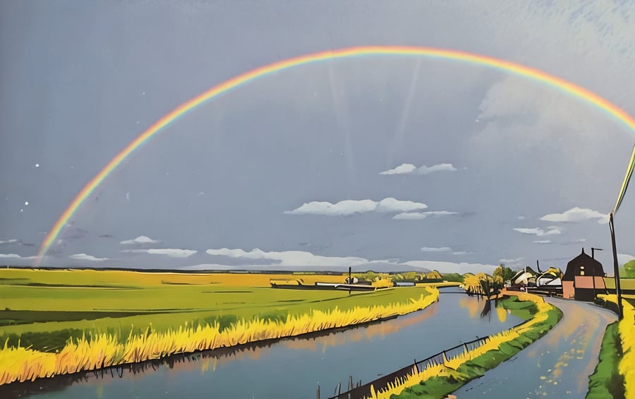 Rainbow Over Nordelph Well Creek Norfolk Art Greeting Card A5