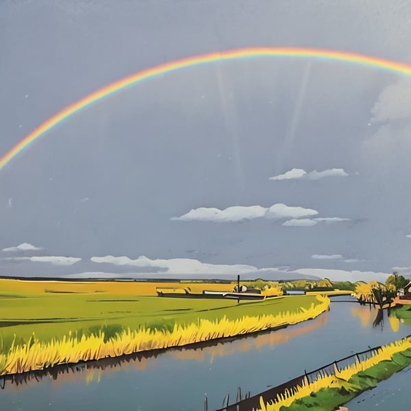 Rainbow Over Nordelph Well Creek Norfolk Art Greeting Card A5