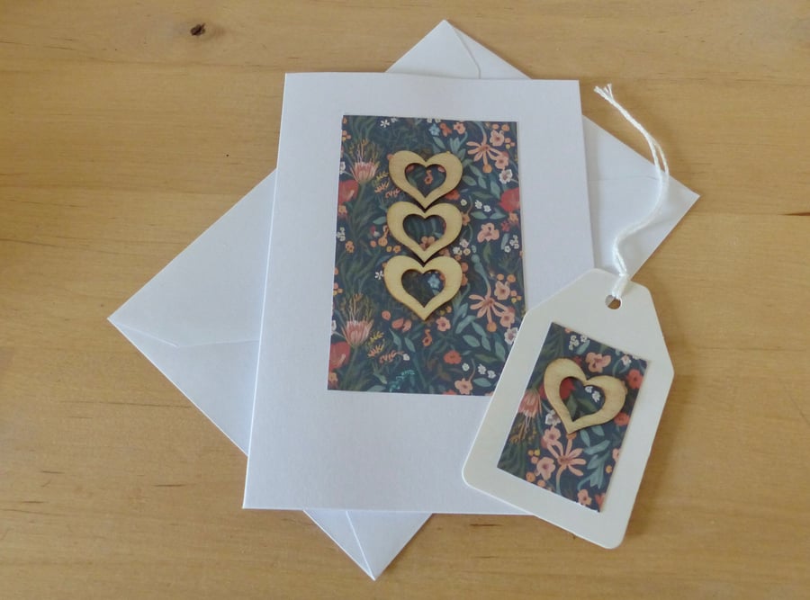 A6 Blank 'Hearts' Card & Gift Tag