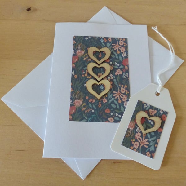 A6 Blank 'Hearts' Card & Gift Tag
