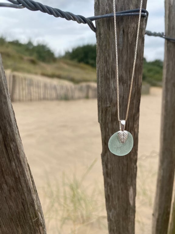 Sea Glass and Silver Necklace  (688)