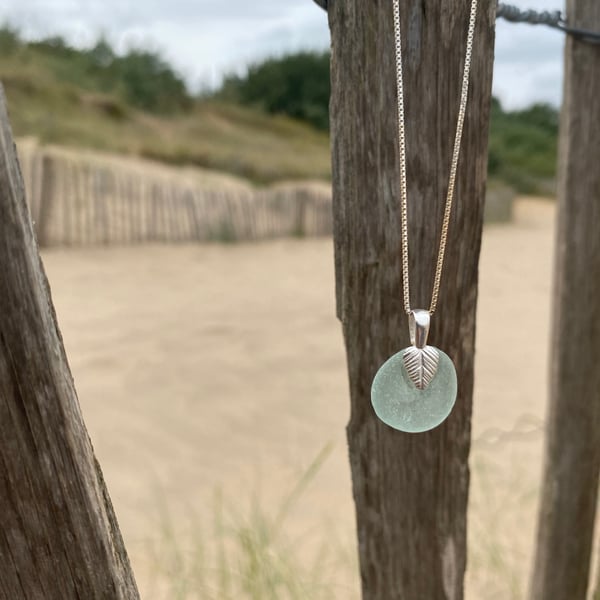 Sea Glass and Silver Necklace  (688)