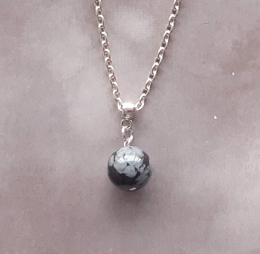 Snowflake Obsidian Pendant