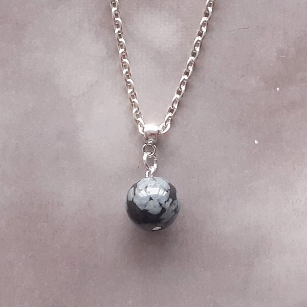 Snowflake Obsidian Pendant