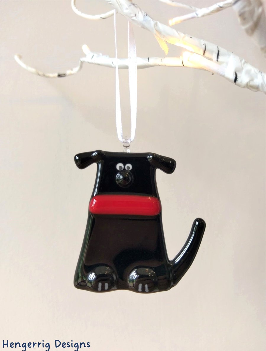 Black Fused Glass  Dog