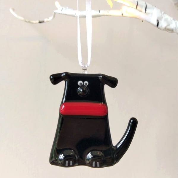 Black Fused Glass  Dog
