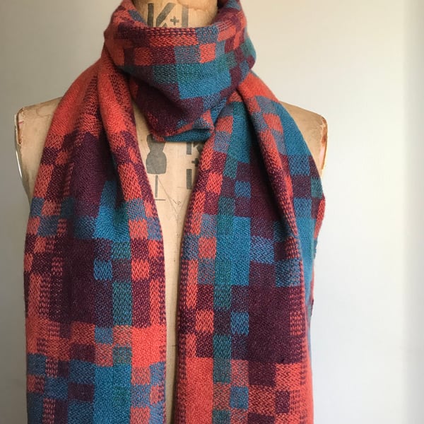 Hedgerow Gems ii - Contemporary Handwoven Lambswool Scarf