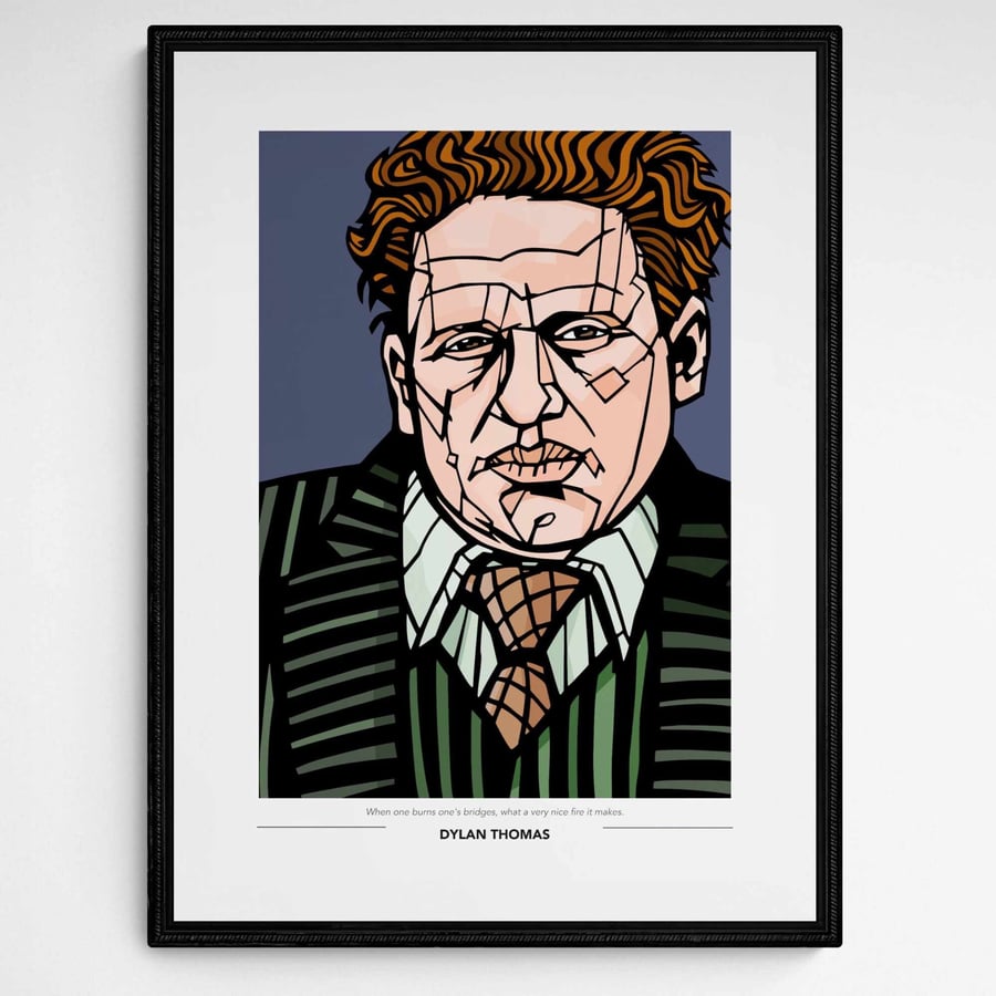 DYLAN THOMAS Art Print, Option to Add Your Favourite Quote, Literature print