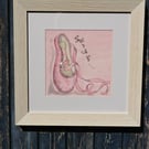 Pink ballet shoe original watercolour painting