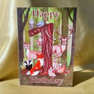 1st Birthday Card Forest Woodland Animals First Birthday Card 