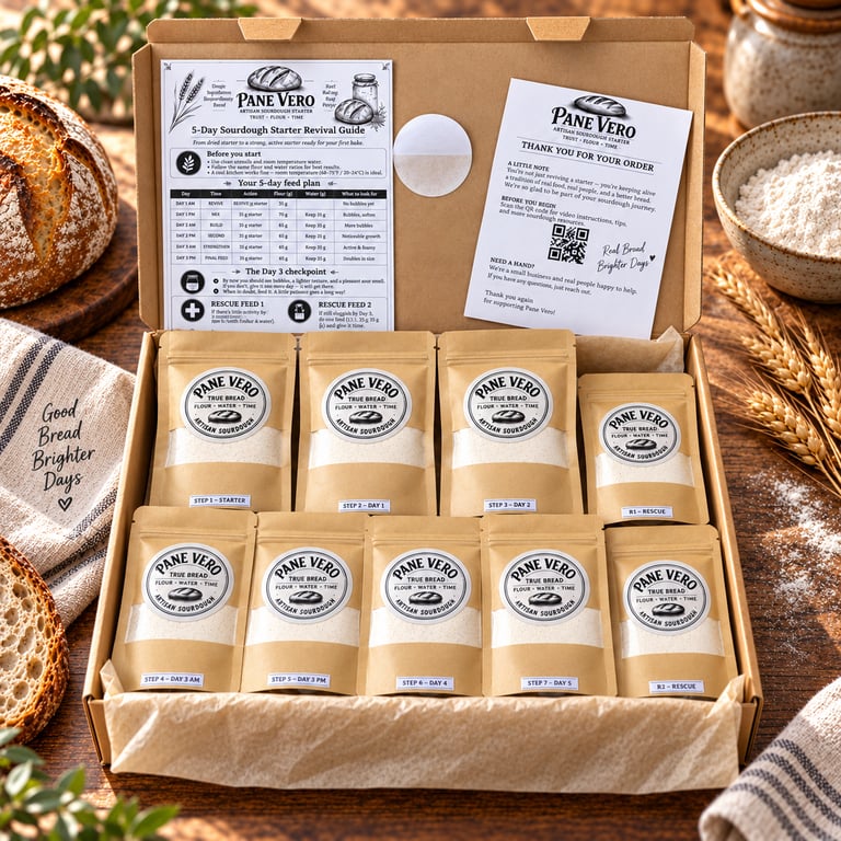 5-Day Sourdough Starter Revival Kit - Dehydrated Starter with Pre-Measured Feeds