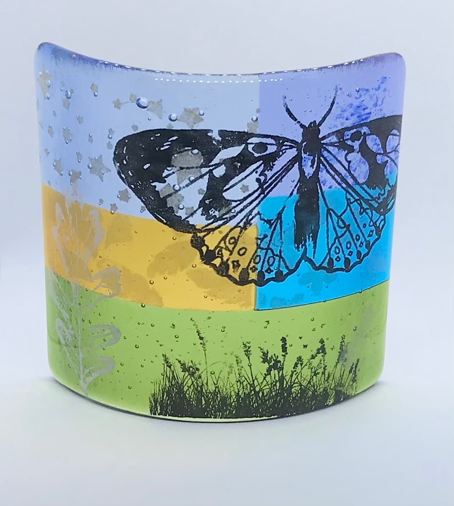 Fused Glass Candle Screen, suncatcher