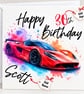 Personalised Birthday Card for Him - Racing Car Birthday Card - Sports Car Card - Image 2