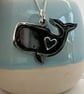 Sterling Silver Sperm Whale with a Fine SIlver Heart - perfect for whale lovers - Image 1