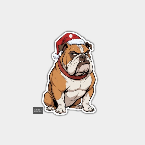 Unique Funny Christmas Gift Tags For Adults, 6pk - Angry English Bulldog