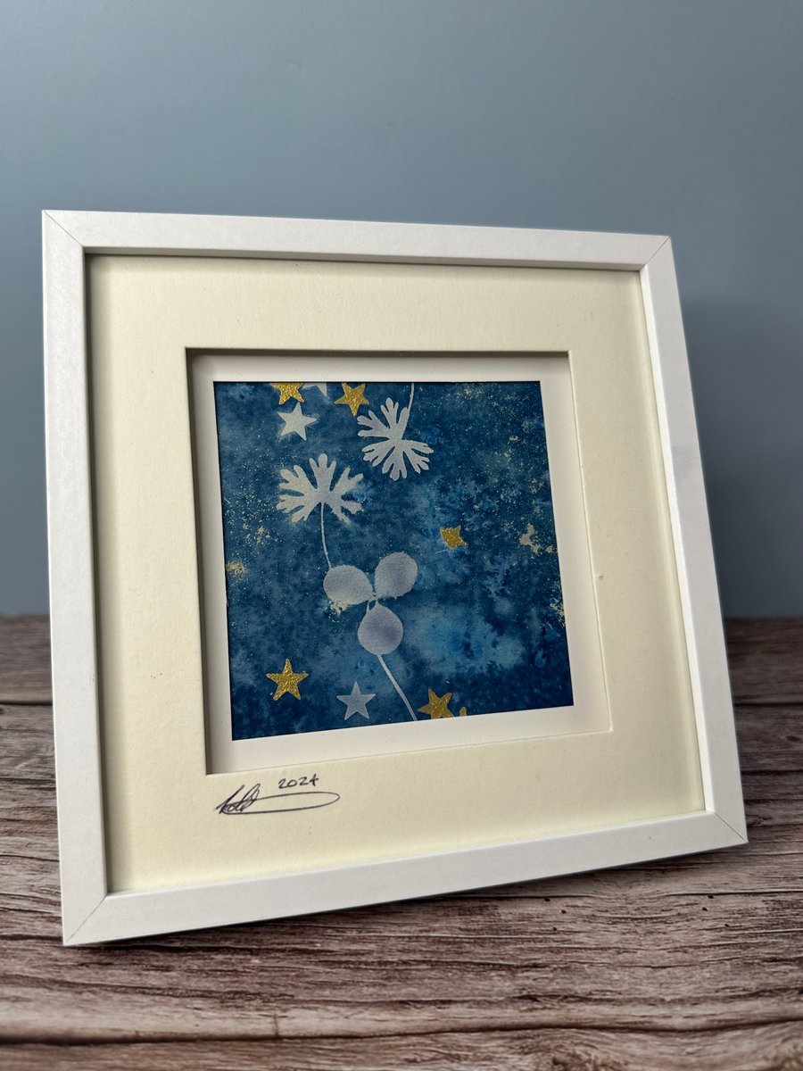 Square framed cyanotype print