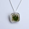 Mr Frog Pendant - Handmade Animal, Forest Resin Necklace, Green