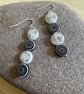 Handmade millefiori glass spiral BoHo dangle bead earrings