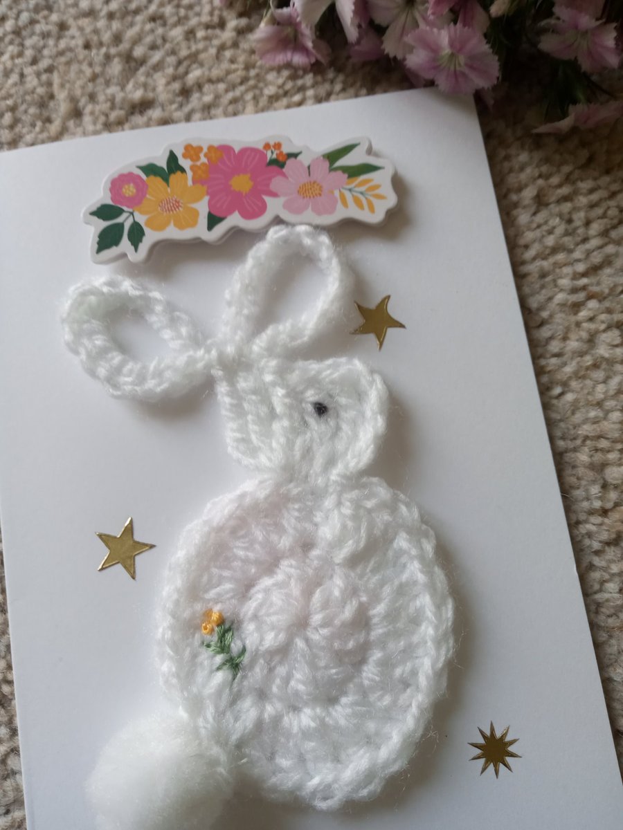 Crochet Rabbit Blank Card - Any Occasion Card - Pretty Card - Keepsake