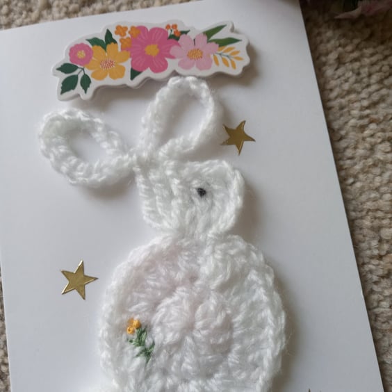 Crochet Rabbit Blank Card - Any Occasion Card - Pretty Card - Keepsake