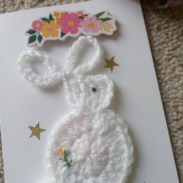 Crochet Rabbit Blank Card - Any Occasion Card - Pretty Card - Keepsake