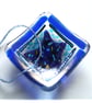 Ring Dish Fused Glass 7cm Blue Star dichroic  - Image 2