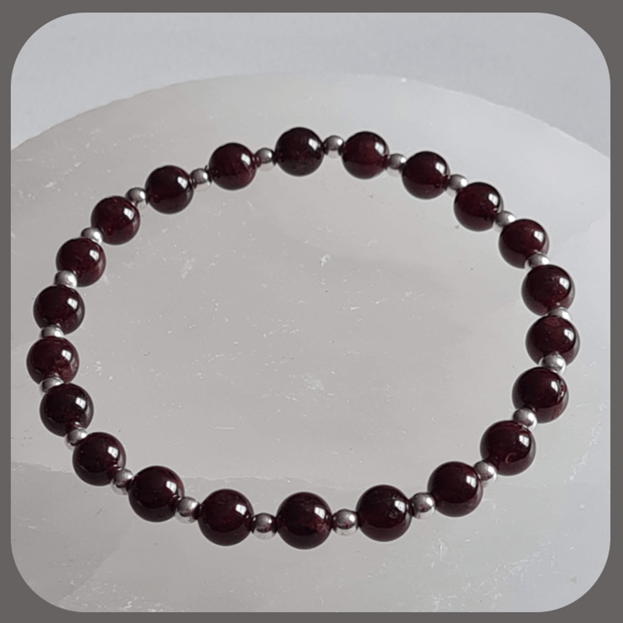 Garnet and Sterling Silver Bracelet