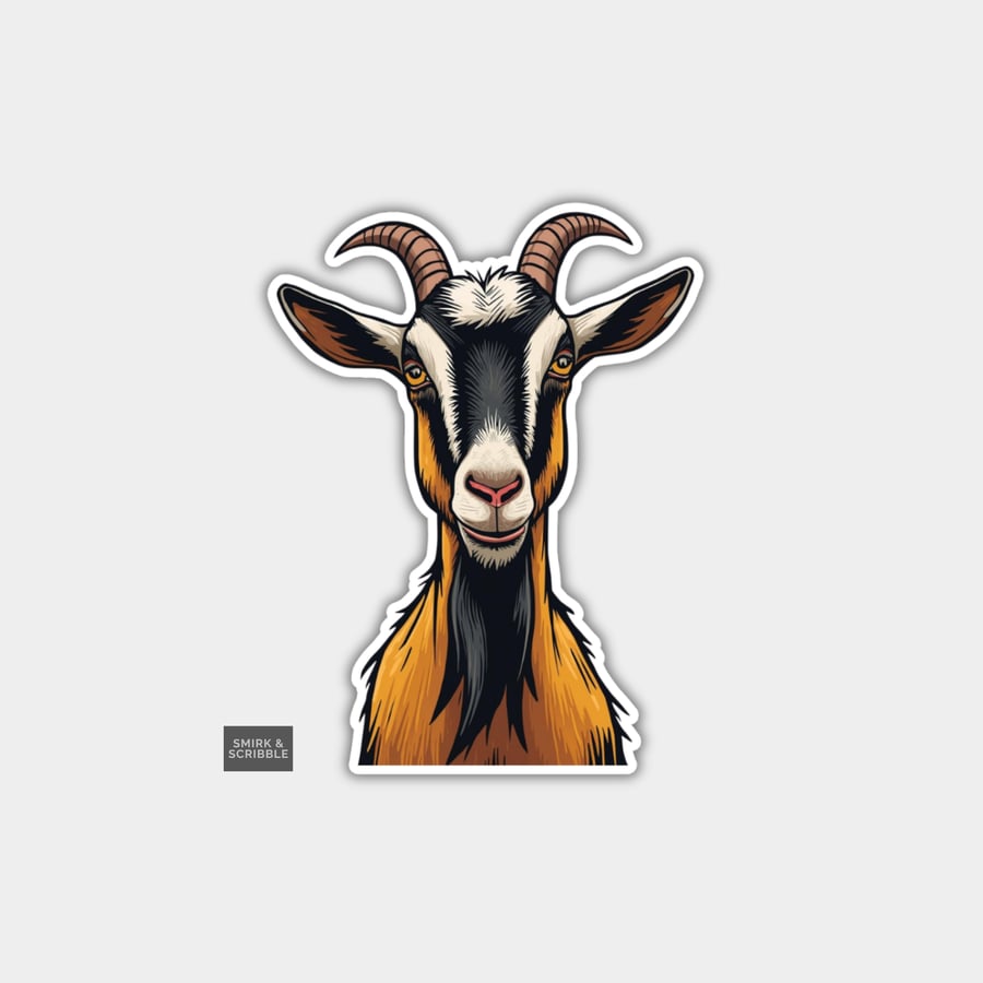 Funny Novelty Vinyl Sticker - Grumpy Goat