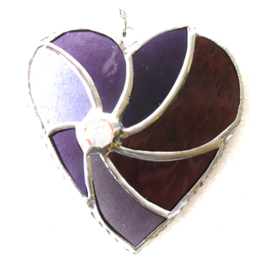 Purple Swirl Heart Stained Glass Suncatcher 056