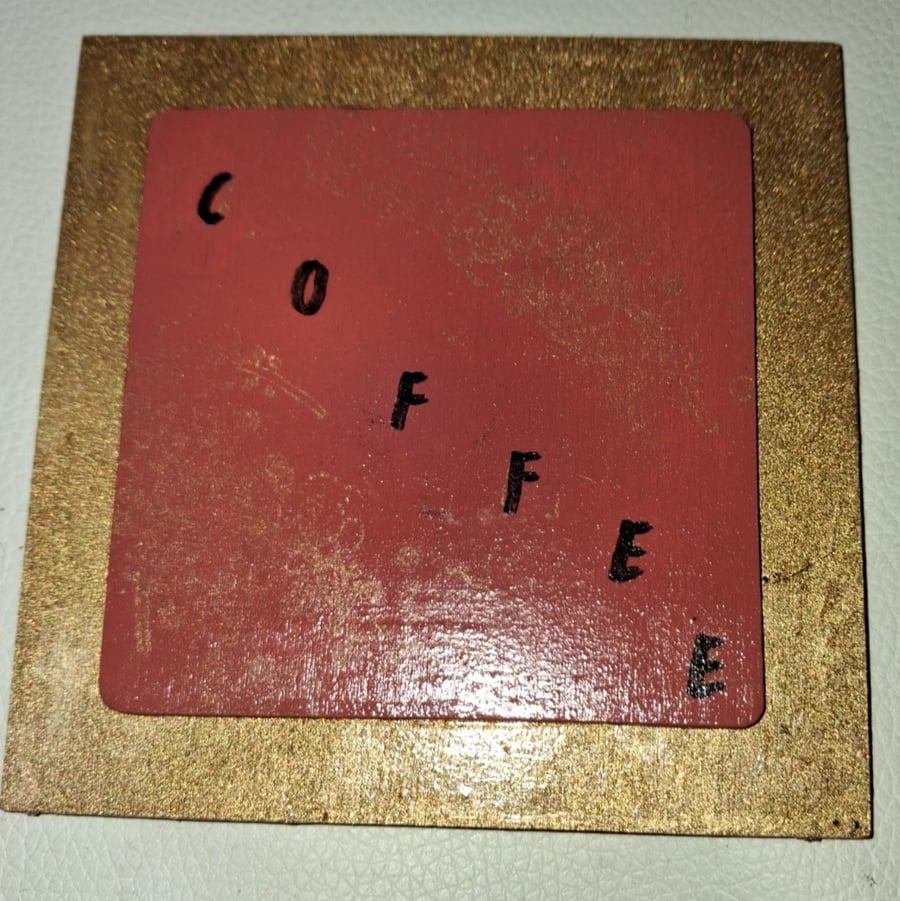 Handmade Burgundy & Gold Coffee Coaster